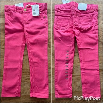 3x Kalhoty & džíny H&M růžové - nové vel. 104 - 2