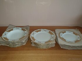 Talířová sada bílá nebo slonová kost zlatý matný lem - 2