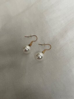 Měděně zlaté náušnice s perlami - 2