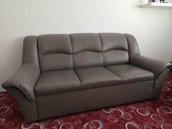 Kožená sedací souprava DUBAJ LUX 3+2 (tmavší šedá) - 2