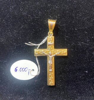 Zlatý přívěsek Kříž 6x3 cm 585/1000 Au - 2