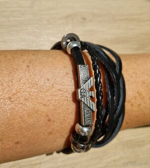 Giorgio Armani nový pánský značkový náramek černý 21,5 cm - 2