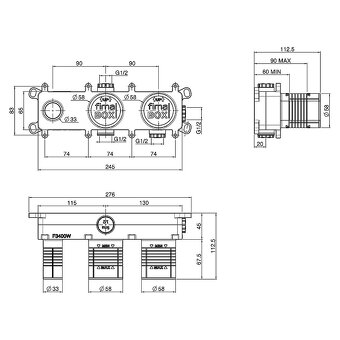 F3400W universální podomítkové těleso pro baterii - 2