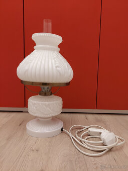 Retro stolní lampa z mléčného skla - 2