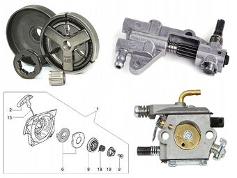 Motorová pila 5,7HP 2x řetěz, startér, 0,5L + 1L olej - 2