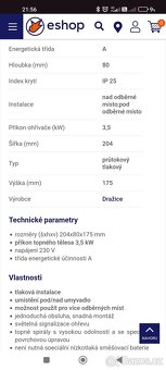 průtokový ohřívač 3,5kW, elektrický Dražice - 2
