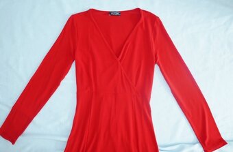 Červené elegantní pružné šaty, vel. 38, zn. Gennai - 2