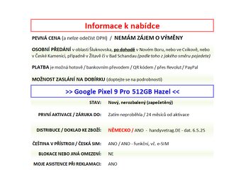 Google Pixel 9 Pro 512GB Hazel NOVÝ NEROZBALENÝ - 2
