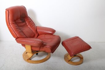 858 Křeslo polohovací, kožené s podnožkou - 2