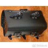 Kožený kufr - válec na chopper se zámkem/bez zámku - 2