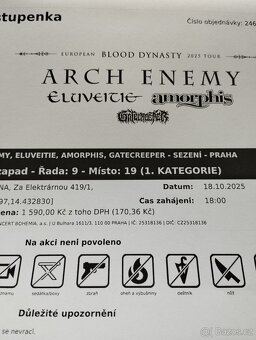 prodám lístek na ARCH ENEMY - 2