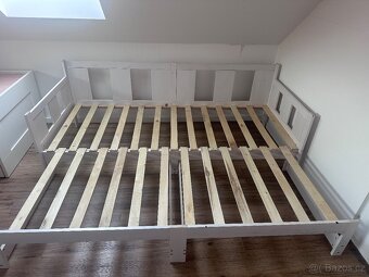 Skládací dřevěná postel 200x160/200x80cm - masivní borovice - 2