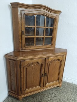 Rustikální příborník / rohová komoda + vitrína, masív - 2