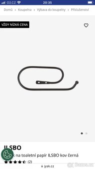 Nový kovový černý držák na toaletní papír JYSK - 2