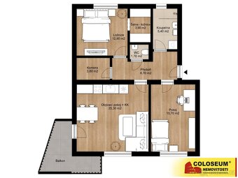 Hrušovany nad Jevišovkou, byt 3+kk, 77m2, balkon, novostavba - 2
