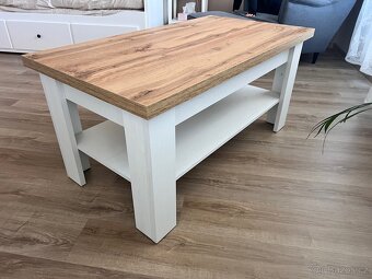Konferenční stolek MARKSKEL 60×110 bílá/div. přírodní dub - 2