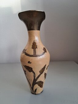 Váza mosazná.Ručně malovaná. - 2