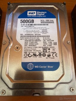 Harddisky 1TB, 500GB - 2