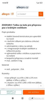 Cyklobrašna , košík na kolo ZOOFARI - 2