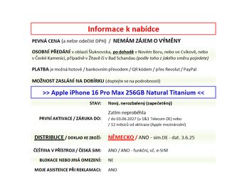 iPhone 16 Pro Max 256GB Natur NOVÝ NEROZBALENÝ - 2
