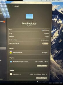 MacBook Air 13,6" 2022 M2 1TB SSD/16GB RAM Midnight(Temně in - 2