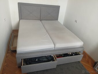 Postel s úložným prostorem XADRA, 180x200, šedý melír - 2