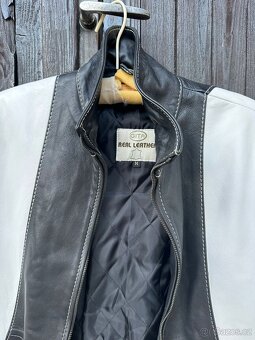 kožený kratší kabátek černobílá jemná kůže - 2