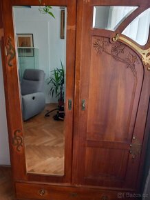 Starožitná skříň na kabáty, tmavě hněda/mahagón, - 2