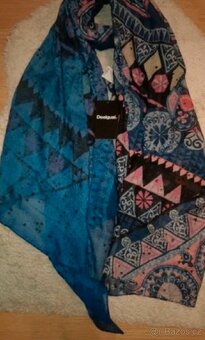 Desigual nový dámský značkový šátek šála modrý s mandaly - 2