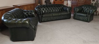 Kožená, Chesterfield(originál)sedací souprava 3+2+1. TOP - 2