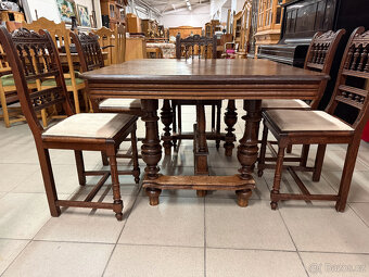 dvakrát historický set dubového stolu a šesti židlí - 2