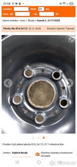 4 kusy plechových disků Škoda 5x112 - 2