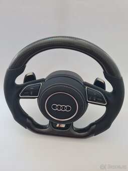 AUDI carbon/perforovaný volant s MULTIFUNKCIOU a F1 pádlami - 2