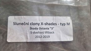Sluneční clony X-shades - typ M, Škoda Octavia "3" liftback - 2