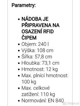 Plastová popelnice 240l - 2