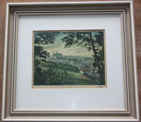 Josef Mayer (Meyer) 1895-1952, barevný lept 20x24 cm + rám - 2