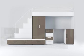 Nová multifunkční patrová postel, psací stůl, skříň - 2