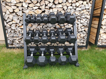 jednoručky činky - HEXA - sada 230kg + STOJAN - 2