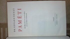 Kniha Dr. Edvard Beneš Paměti 1947 - 2