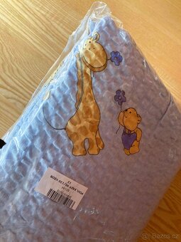 Dětské krepové povlečení modré, žirafa a méďa NOVÉ - 2