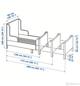 DOVOZ MOŽNÝ prodloužena rostoucí postel IKEA - 2