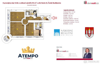 K pronájmu, bytu 3+kk, ul. Karla IV. 92/1, centrum města Čes - 2