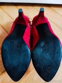 Červené semišové boty na podpatku - 2