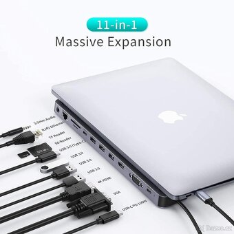 CHOETECH Dokovací stanice 11v1,adaptér 100W PD,kabel Thunder - 2