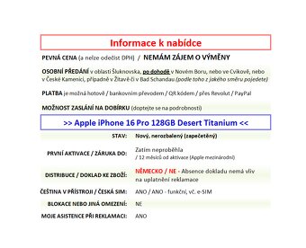 iPhone 16 Pro 128GB Desert NOVÝ NEROZBALENÝ - 2