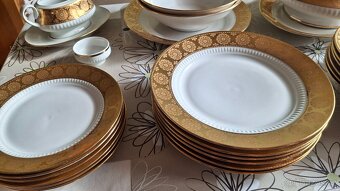 luxusní 25 dílná zlatá jídelní souprava porcelánu - 2