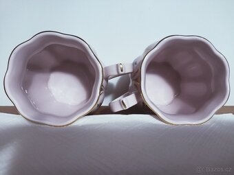 2x hrnek z růžového porcelánu s květy pivoňky - 2