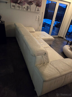 rohová sedačka krémová kůže - 2