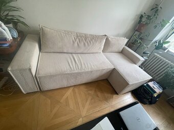 Krémová rozkládací rohová pohovka SMART, oboustranná - 2