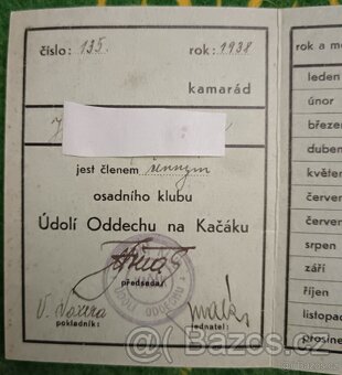 Trampská legitimace T.O. Údolí oddechu. Tramping. - 2